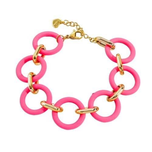 Pulseras de acrílico, acero inoxidable 304, con Acrílico, con 3cm extender cadena, Recubrimiento iónico al vacío, Joyería & para mujer, más colores para la opción, longitud:17 cm, Vendido por UD