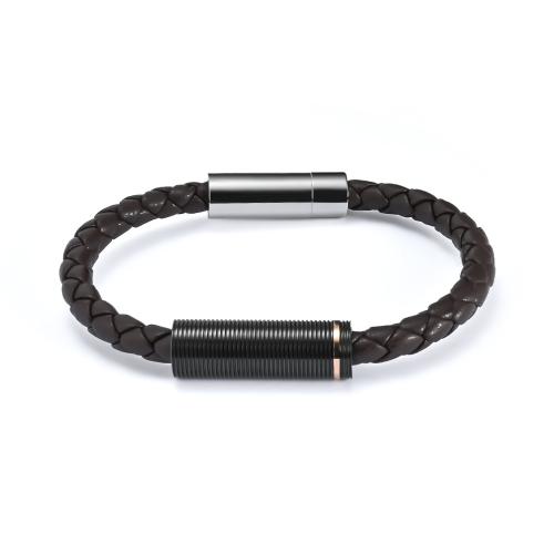 PU Leather Cord Bracelets, with 304 Stainless Steel, Vacuum Ion Plating, fashion jewelry & for man 