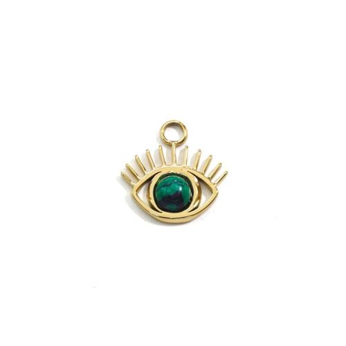 Gemstone Jewelry Pendant, 304 Stainless Steel, with Natural Stone, Evil Eye, Vacuum Ion Plating, DIY 