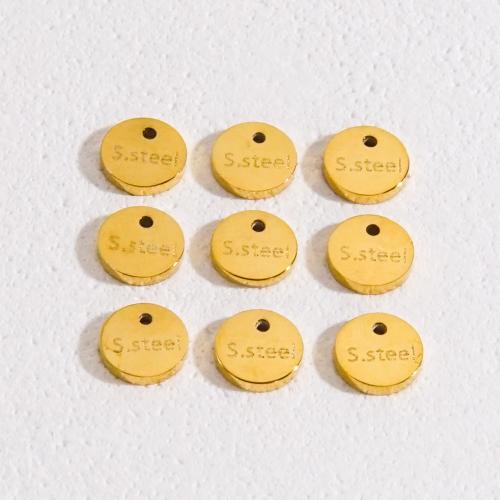 Edelstahl Anhänger, 304 Edelstahl, flache Runde, Vakuum-Ionen-Beschichtung, DIY, goldfarben, 5x5mm, verkauft von PC