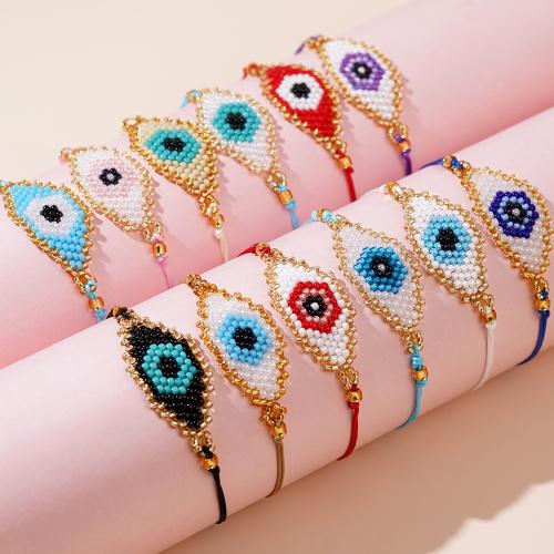 Evil Eye Bracelet Bijoux, verre, avec coton, Réglable & motif de mauvais œil & pour femme, plus de couleurs à choisir, Vendu par PC