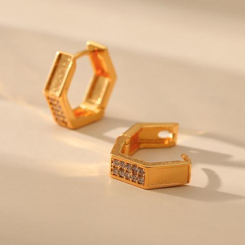 Cubic Zirconia Micro Pave Brass Earring, plated, fashion jewelry & micro pave cubic zirconia, golden 