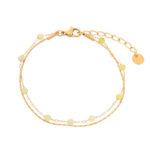 Bracelet en acier inoxydable, Acier inoxydable 304, avec grenat, avec 4CM chaînes de rallonge, Placage, pour femme, plus de couleurs à choisir Environ 16 cm, Vendu par PC