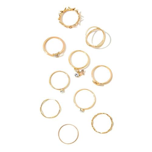 Zinklegierung Ring Set, mit Eisen, goldfarben plattiert, 10 Stück & für Frau & mit Strass, verkauft von setzen[