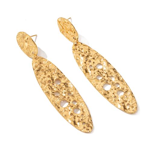 Acier titane Boucle d'oreille goutte, Plaqué or 18K, styles différents pour le choix & pour femme & creux, Vendu par paire