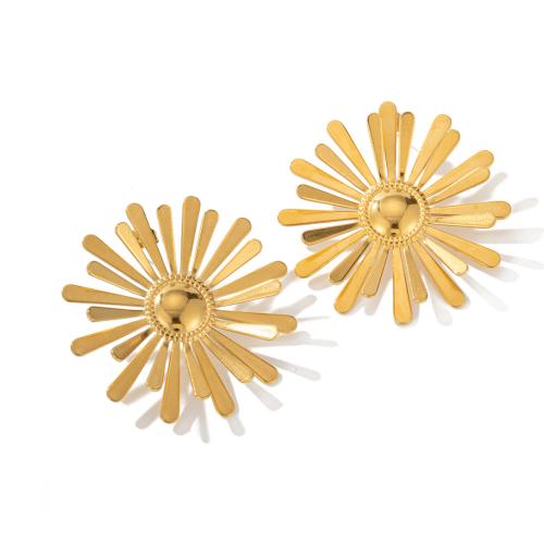 Acier titane boucle d oreille dormeuse, margueritepâquerette, Placage de couleur d'or, Vintage & pour femme Vendu par paire