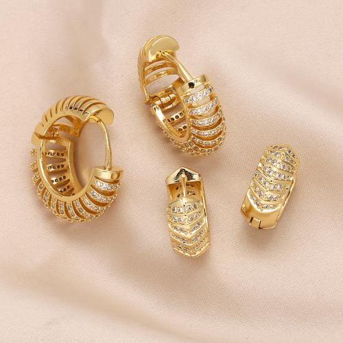 Cubic Zirconia Micro Pave Brass Earring, plated, fashion jewelry & micro pave cubic zirconia, golden 