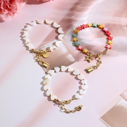 Shell de agua dulce de la pulsera, aleación de zinc, con Nácar, chapado, Joyería & diferentes estilos para la opción & para mujer, Vendido por UD