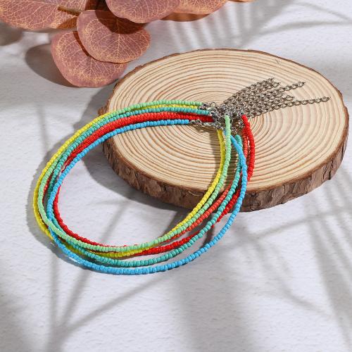 Glass Seed Beads Necklace, Zinc Alloy, with Seedbead & Shell, polished, fashion jewelry & for woman 