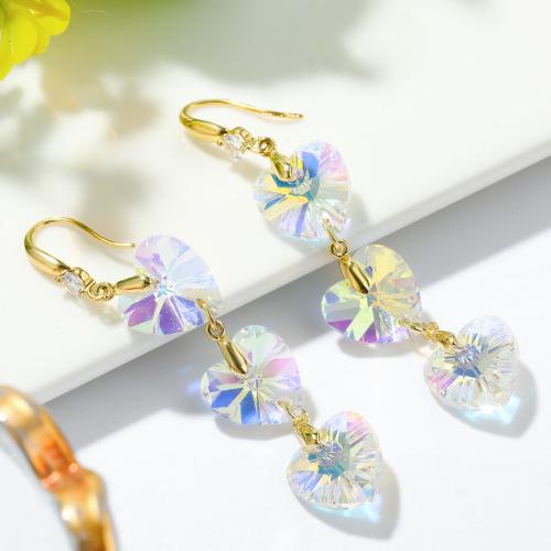 Pendientes Gota de Cristal, con aleación de zinc, Joyería & diferentes estilos para la opción & para mujer, Vendido por Par