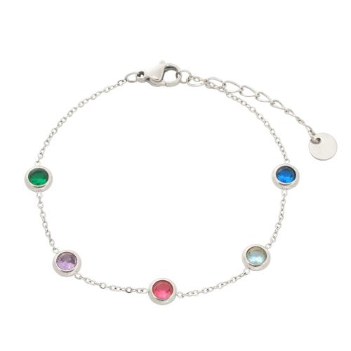 Stainless Steel Charm Bracelet, 304 Stainless Steel, with 4CM extender chain, plated, for woman & with rhinestone Approx 16 cm [