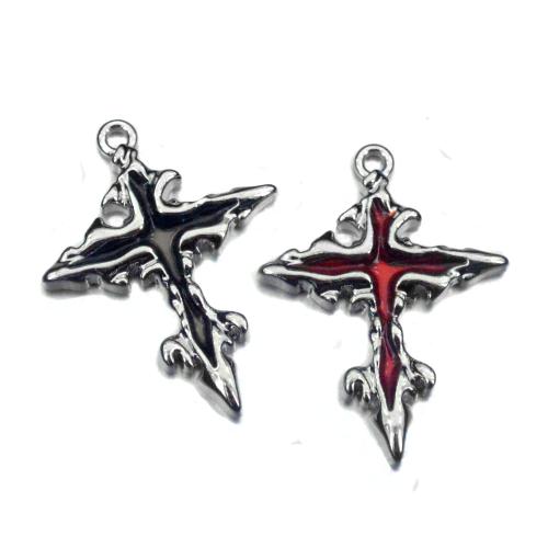 Zinc Alloy Cross Pendants, plated, DIY & enamel [