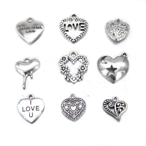 Zinc Alloy Heart Pendants, plated, DIY original color [