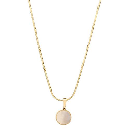 Collier de bijoux de titane, Acier titane, avec Huître perlière, Plaqué or 18K, bijoux de mode & pour femme, doré Environ 45 cm, Vendu par PC