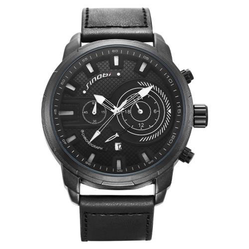 Men Wrist Watch, Glass, with PU Leather, Life water resistant & fashion jewelry & japanese movement & for man Approx 20 cm 