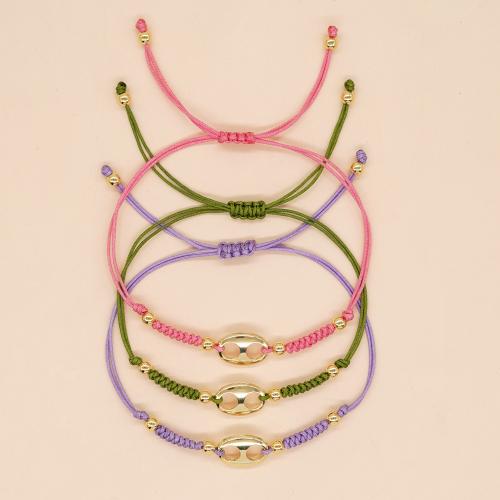 Fashion Jewelry Bracelet, Zinc Alloy, with Cotton Thread, gold color plated, Adjustable & for woman 