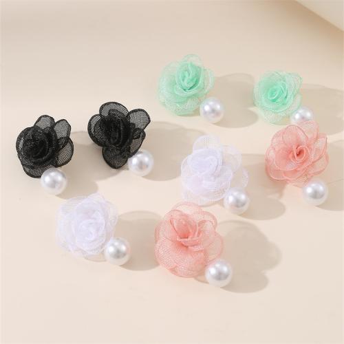 Fashion Create Jewelry Earring, Plastic, with Plastic Pearl, Flower, epoxy gel, fashion jewelry & for woman 