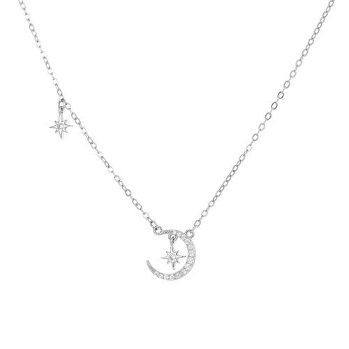 Zircon cubique Micro Pave collier en argent sterling, argent sterling 925, avec 5CM chaînes de rallonge, pavé de micro zircon & pour femme, couleur platine Environ 40 cm, Vendu par PC