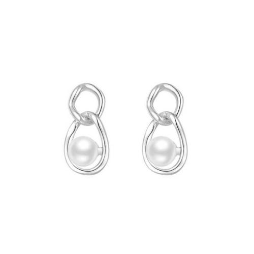 Sterling Silver Drop Earring, 925 Sterling Silver, with Plastic Pearl, for woman 