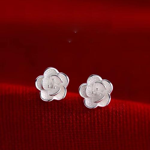 Sterling Silver Stud Earring, argent sterling 925, Pétales, pour femme, argent Vendu par paire