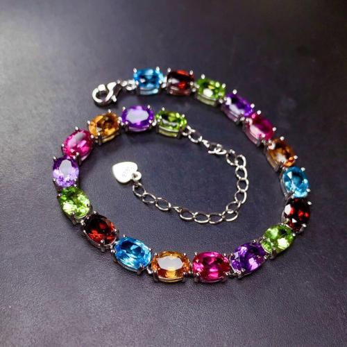 Strass bracelets de cuivre, laiton, avec 5cm chaînes de rallonge, bijoux de mode & pour femme & avec strass, multicolore Environ 17 cm, Vendu par PC