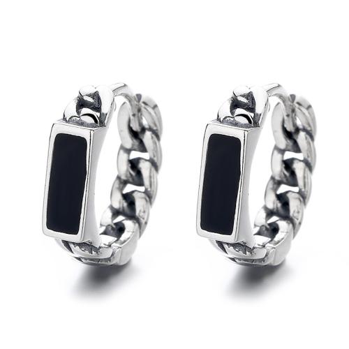 Sterling Silver Huggie Hoop Earring, 925 Sterling Silver, Antique finish, vintage & for woman & enamel, 10mm 