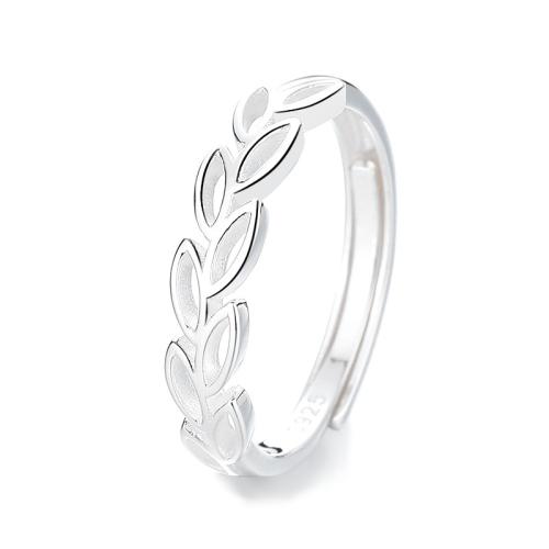 925 Sterling Silver Cuff Finger Ring, Leaf, for woman & hollow, 5mm, US Ring 