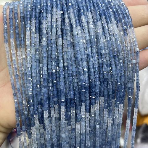 Aquamarine Beads, Square, fashion jewelry & DIY & faceted, mixed colors Approx 38 cm 