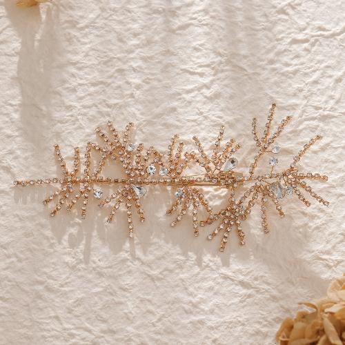 Alligator Hair Clip, Zinc Alloy, fashion jewelry & for woman & with rhinestone, golden 