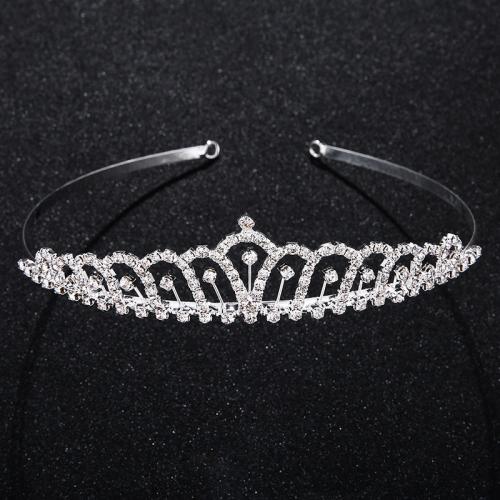 Tiaras nupciales, aleación de zinc, hecho a mano, Joyería & para mujer & con diamantes de imitación, Blanco, 130x30mm, Vendido por UD