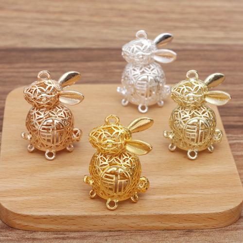 Zinc Alloy Animal Pendants, Rabbit, plated, DIY & hollow 