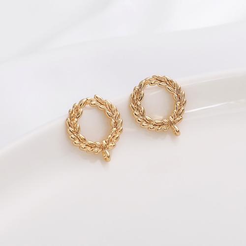 Brass Earring Stud Component, Wheat, plated, DIY, golden 