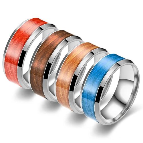 Anillo de dedo de acero Titanium de, Partículas de acero, chapado, Joyería & diverso tamaño para la opción & esmalte, más colores para la opción, Vendido por UD