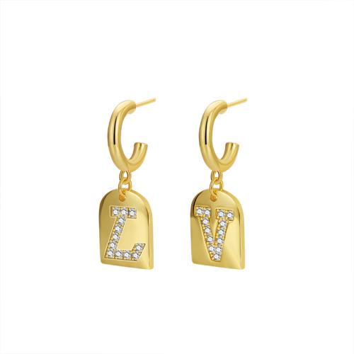 Cubic Zirconia Micro Pave Brass Earring, plated, micro pave cubic zirconia & for woman 