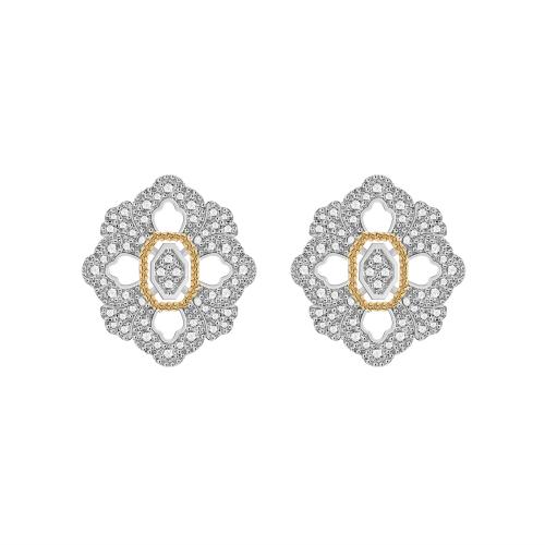 Cubic Zirconia Micro Pave Brass Earring, plated, micro pave cubic zirconia & for woman, silver color 