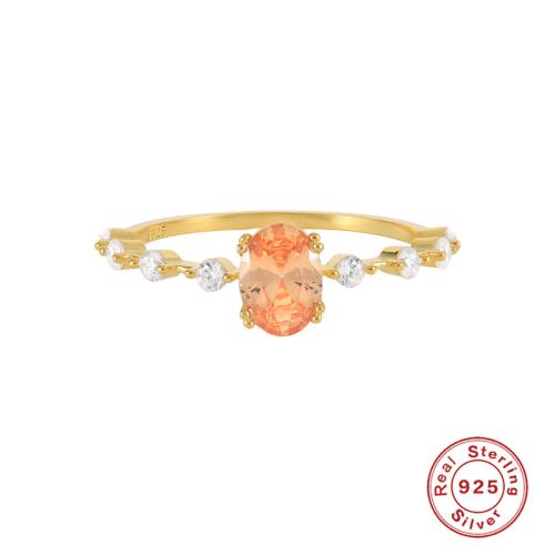 plata de ley 925 anillo, Óvalo, chapado en color dorado, diverso tamaño para la opción & micro arcilla de zirconia cúbica & para mujer, más colores para la opción, tamaño:6-8, Vendido por UD[