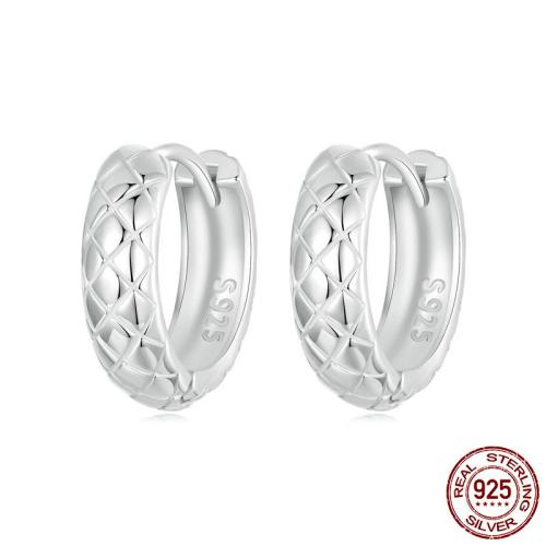 925 Sterling Silver Huggie Hoop Earring, platinum plated, fashion jewelry & for woman Inner Approx 10mm 