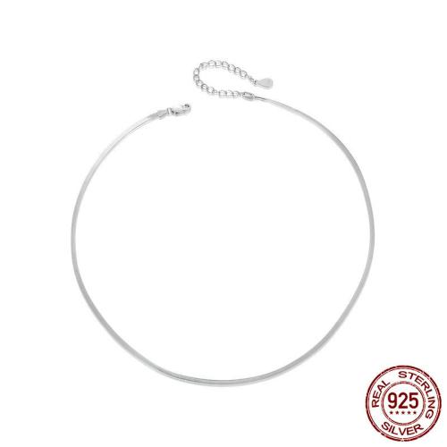 argent sterling 925 collier, avec 1.97inch chaînes de rallonge, Plaqué de platine, chaîne serpent & pour femme Environ 13.78 pouce, Vendu par PC