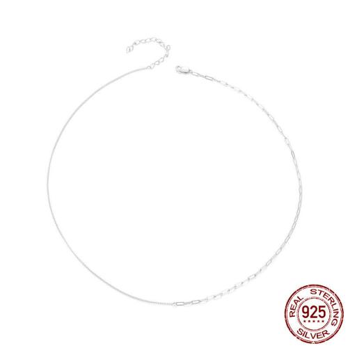 Argent sterling 925 collier, avec 1.97inch chaînes de rallonge, Plaqué de platine, bijoux de mode & pour femme Environ 15.75 pouce, Vendu par PC