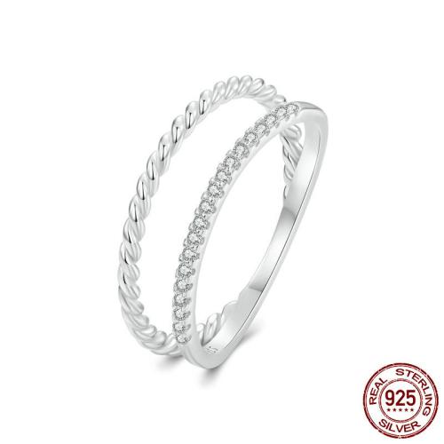 argent sterling 925 bague, Plaqué de platine, normes différentes pour le choix & pavé de micro zircon & pour femme & creux Vendu par PC