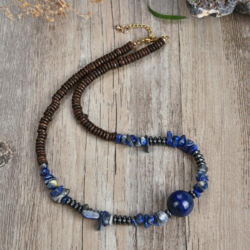 Gemstone Necklaces, Natural Stone, with 316 Stainless Steel, fashion jewelry & Unisex Approx 45 cm 