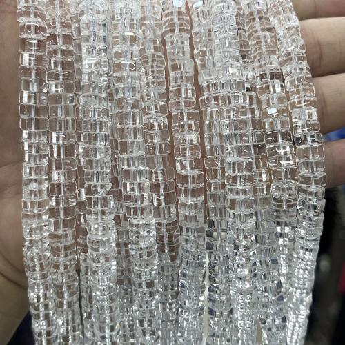 Cristal clair naturel, quartz clair, Plat rond, bijoux de mode & DIY & facettes, transparent, Length about 4-5mm Environ 38 cm, Vendu par brin