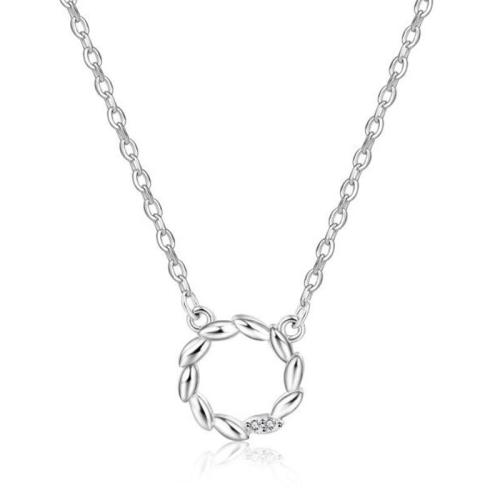 Zirkonia Mikro pflastern Sterlingsilber-Halskette, 925er Sterling Silber, mit Verlängerungskettchen von 5cm, Modeschmuck & Micro pave Zirkonia & für Frau, Länge:ca. 40 cm, verkauft von PC