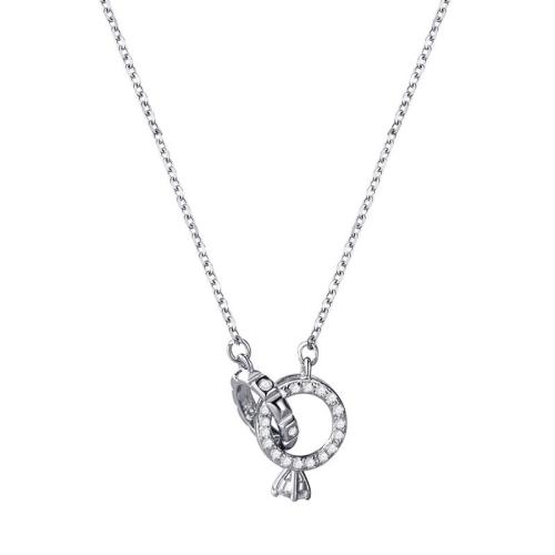 Collier de bijoux en argent , Argent sterling 925, avec 5cm chaînes de rallonge, bijoux de mode & pour femme & avec strass Environ 40 cm, Vendu par PC