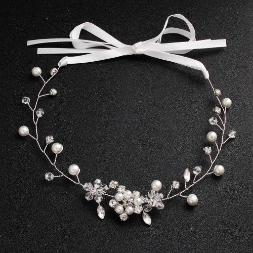 Diadema  de Bisuteria, aleación de zinc, con Cristal & Perlas plásticas, Joyería & para mujer, plateado, Vendido por Sarta