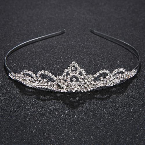 Tiaras nupciales, aleación de zinc, Joyería & para mujer & con diamantes de imitación, plateado, 120x25mm, Vendido por UD