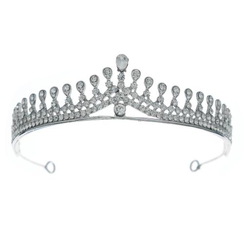 Tiaras nupciales, aleación de zinc, Joyería & para mujer & con diamantes de imitación, plateado, Vendido por UD