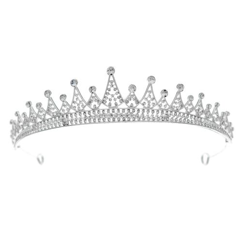 Tiaras nupciales, aleación de zinc, Joyería & para mujer & con diamantes de imitación, plateado, Vendido por UD