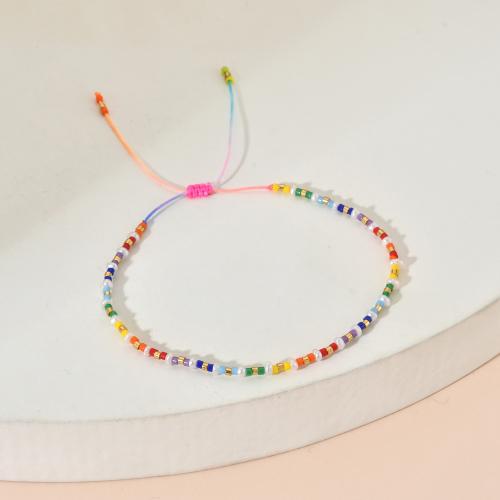 Pulseras de la perla de cuentas de semilla, Rocallas de vidrio, con Cordón de nudo & Perlas cultivadas de agua dulce, hecho a mano, Joyería & ajustable & para mujer, multicolor, longitud:aproximado 16-20 cm, Vendido por UD