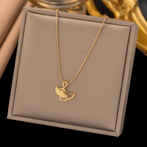 Collier de bijoux de titane, Acier titane, fleur, Placage de couleur d'or, pour femme cm, Vendu par PC